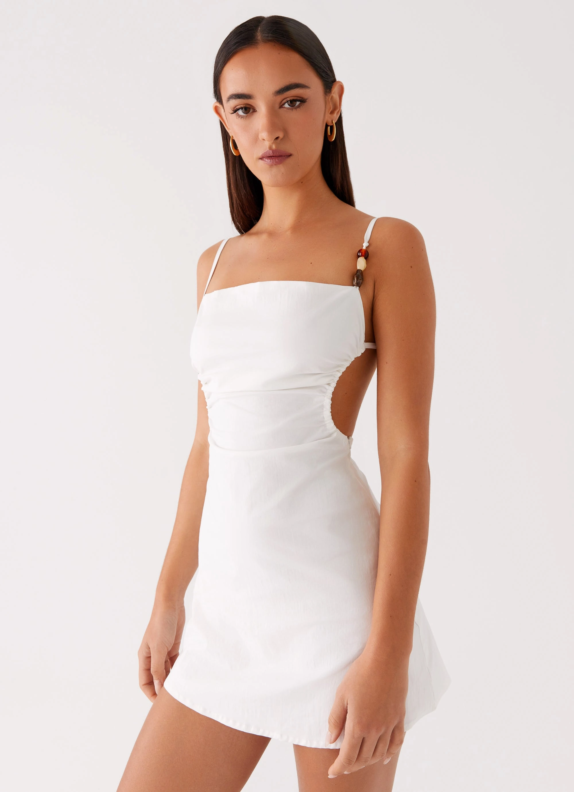 Marlon Mini Dress - White Layered Movement Casual Chic Wear