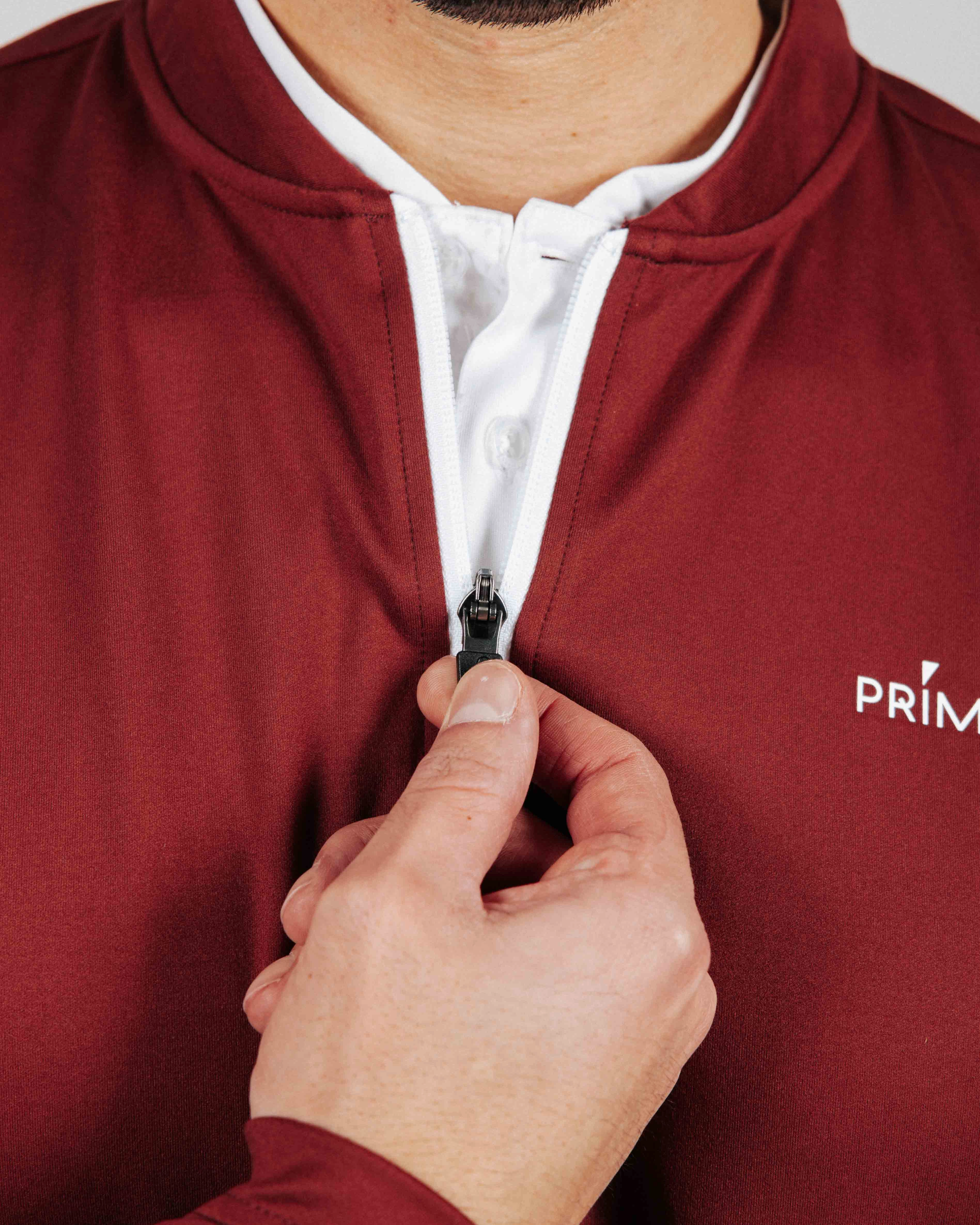 Eco Friendly Fabric Recycled Material Blend Maroon Blade Quarter Zip