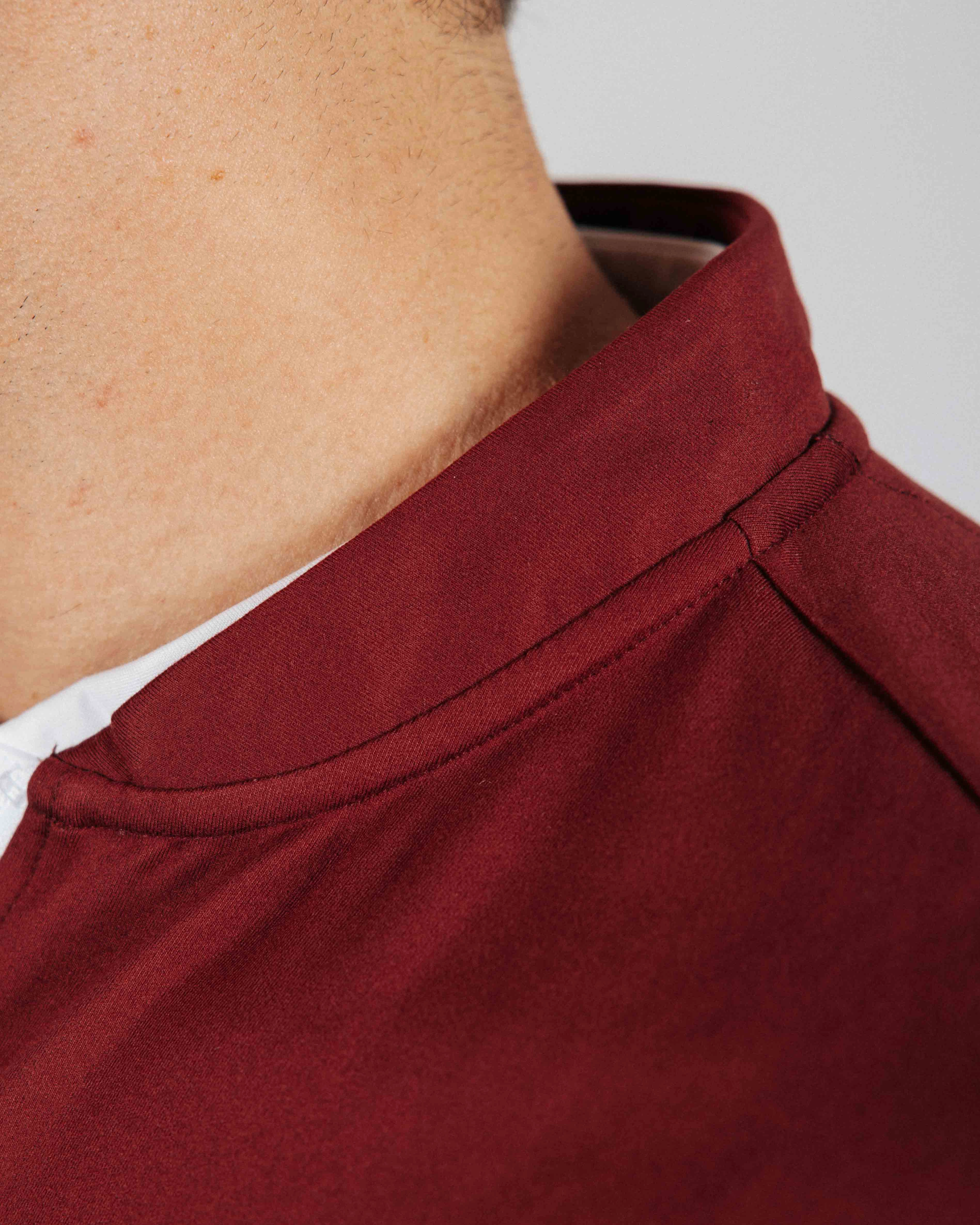 Raglan Sleeve Anti Pilling Treatment Maroon Blade Quarter Zip