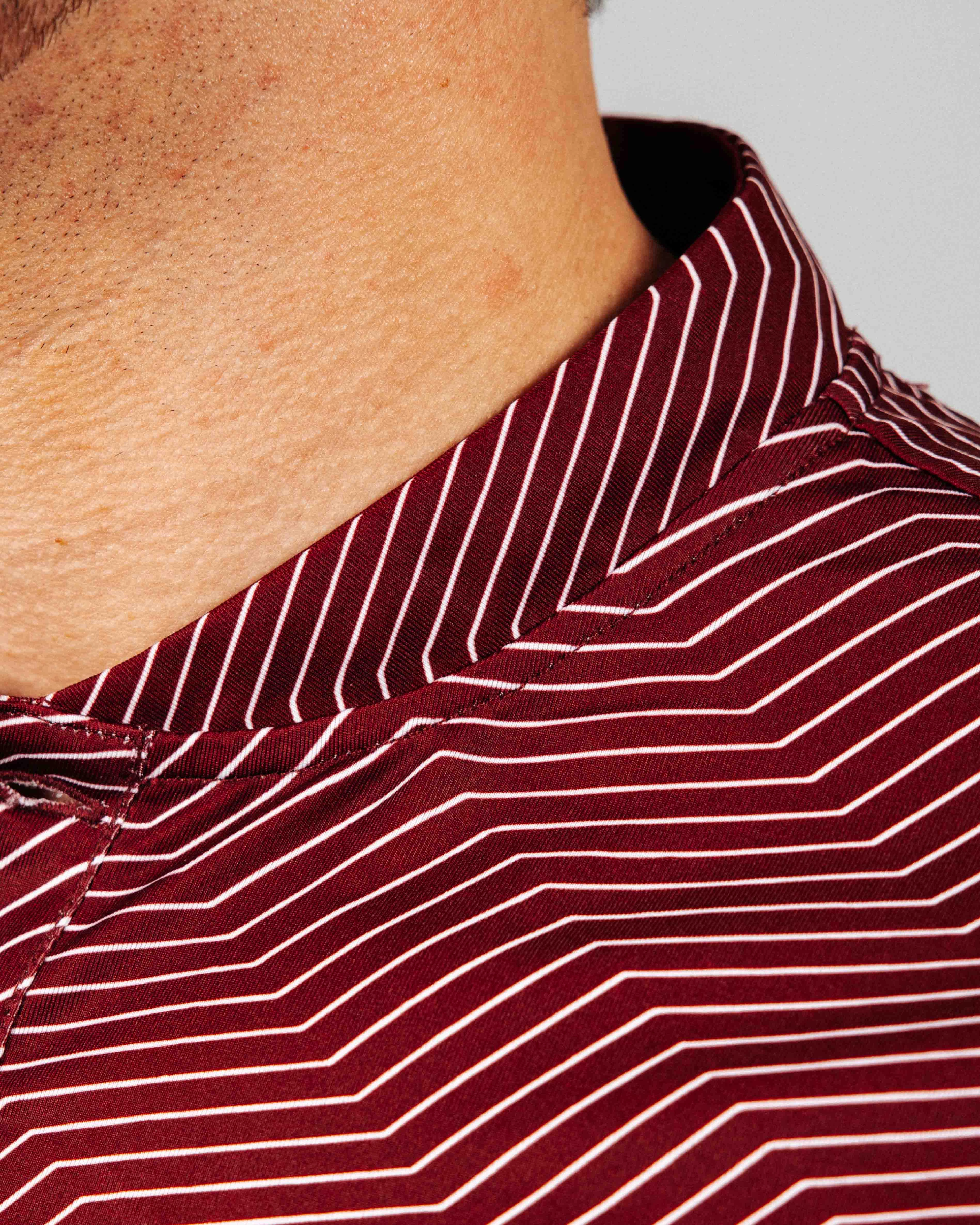 Maroon Chevron Blade Polo Ribbed Hem Finish