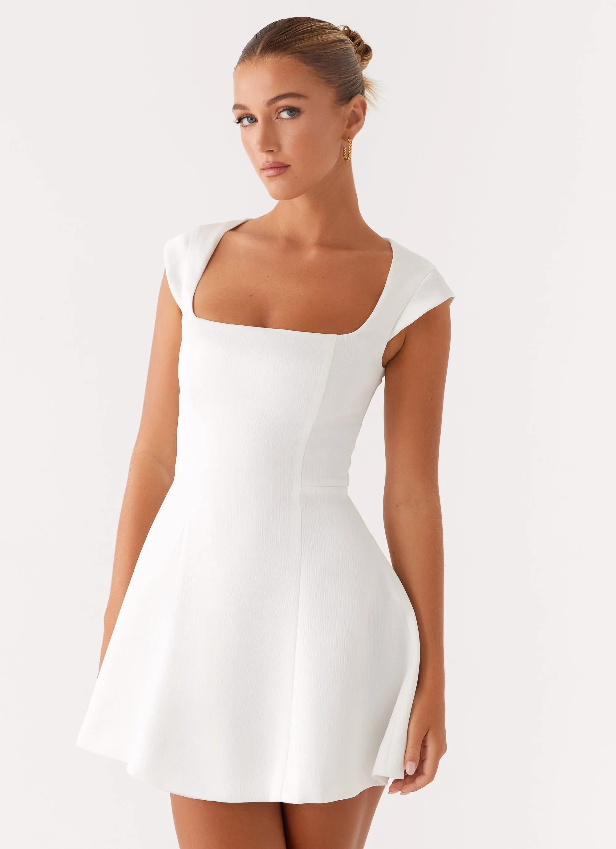 Calm Lines Maryjane Mini Dress - White