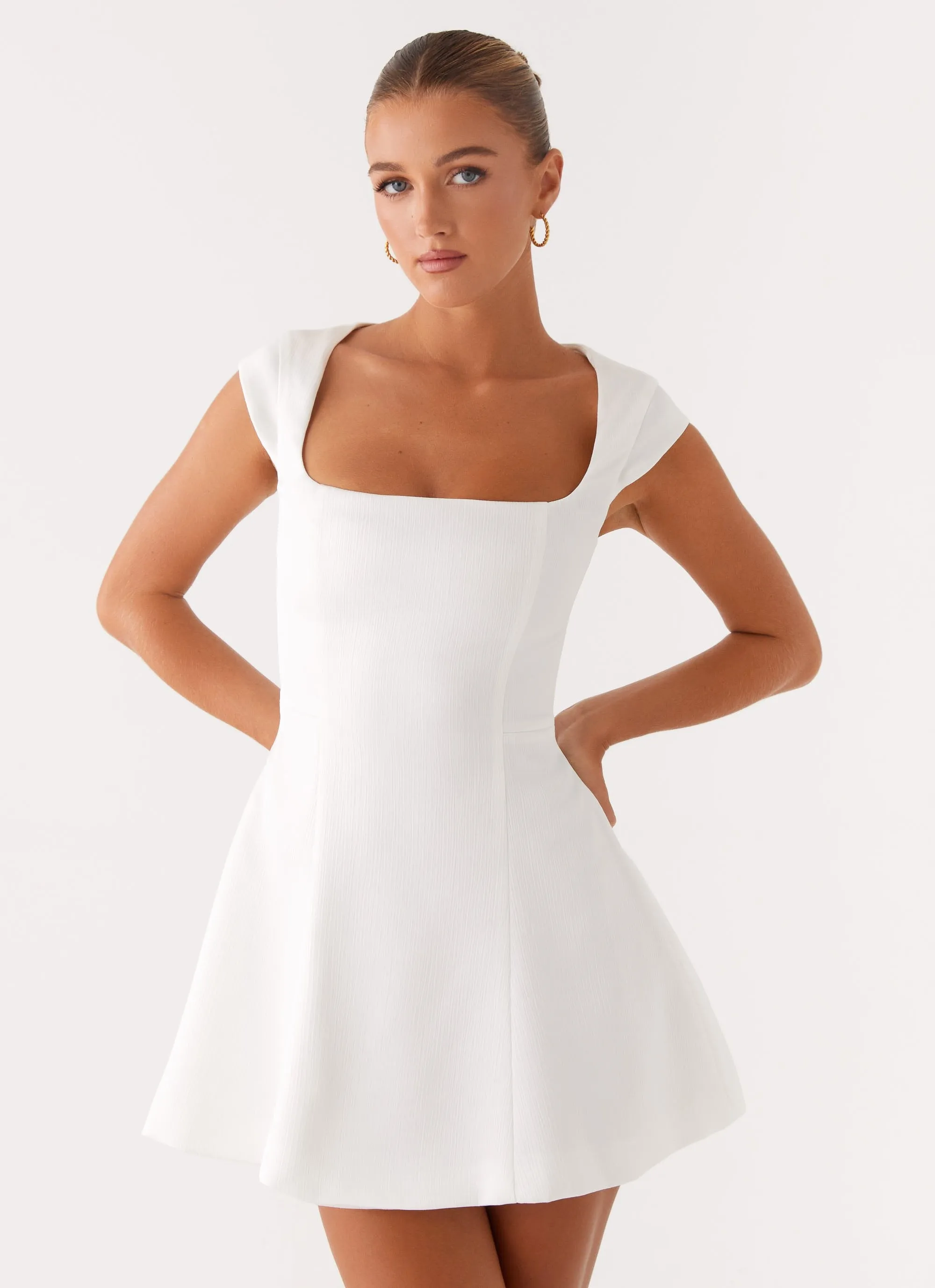 Eco Friendly Nordic Plain Maryjane Mini Dress - White