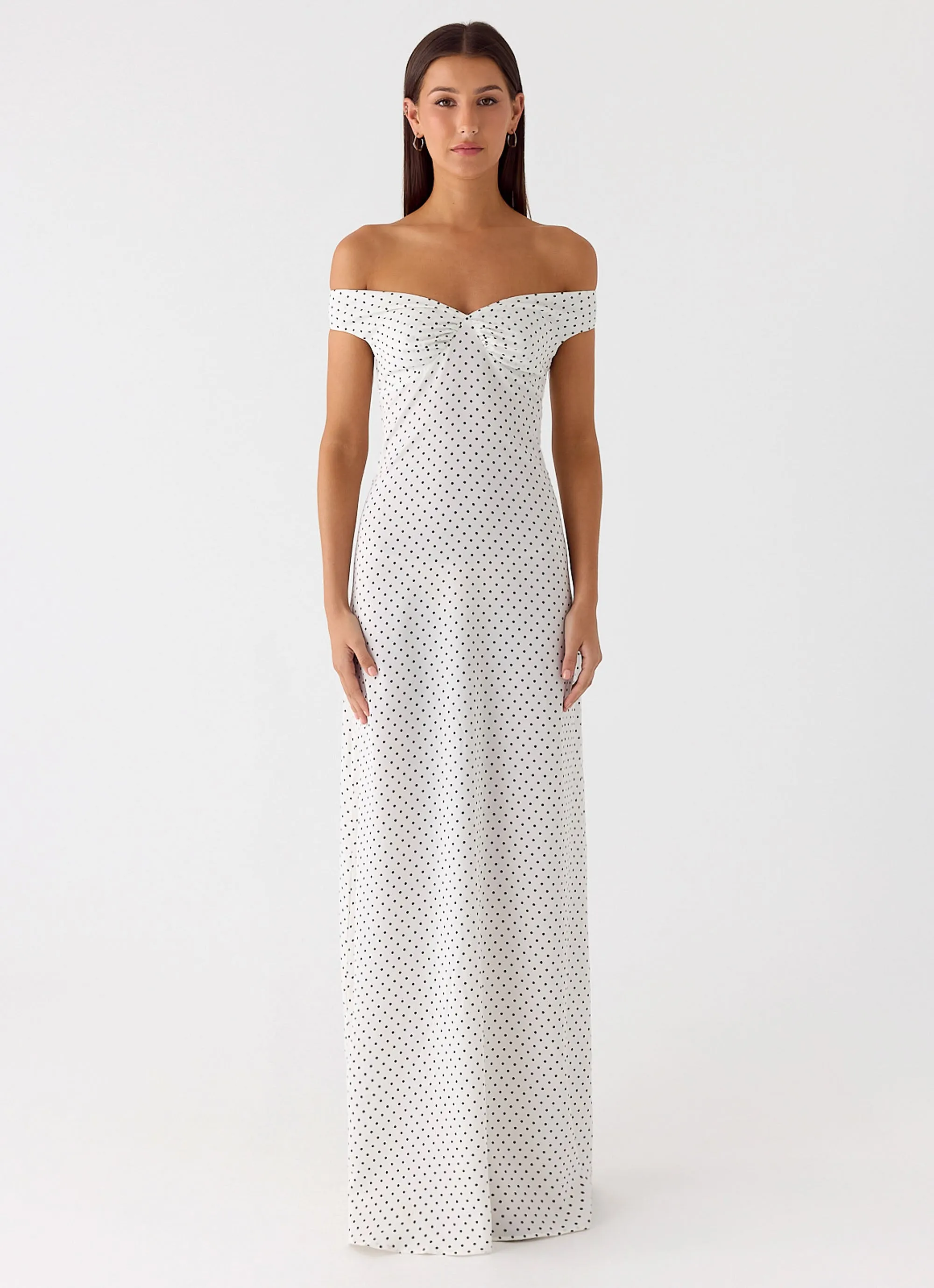 Walk Grace Melany Maxi Dress - White Polkadot