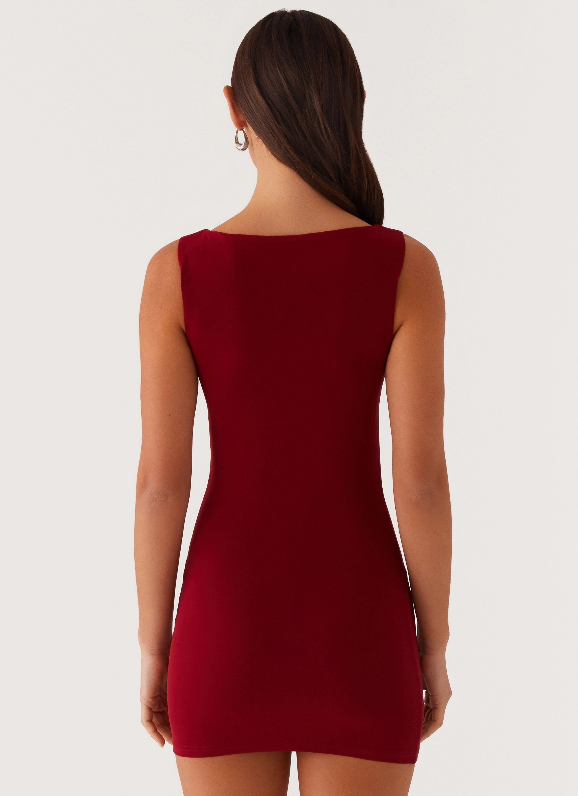 Matteo Beaded Mesh Mini Dress - Deep Red Versatile Fit