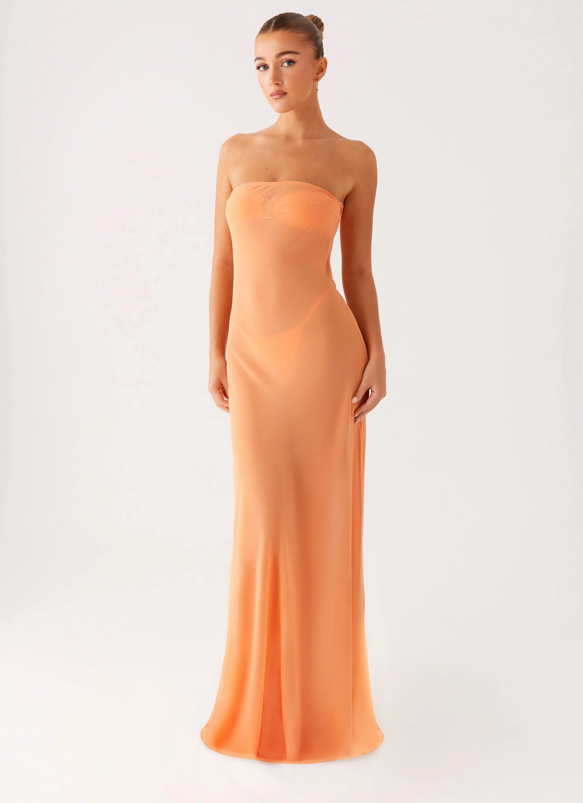 Mattie Strapless Maxi Dress - Orange Subtle Glow