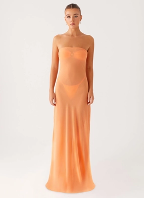 Elegant Vibe Mattie Strapless Maxi Dress - Orange