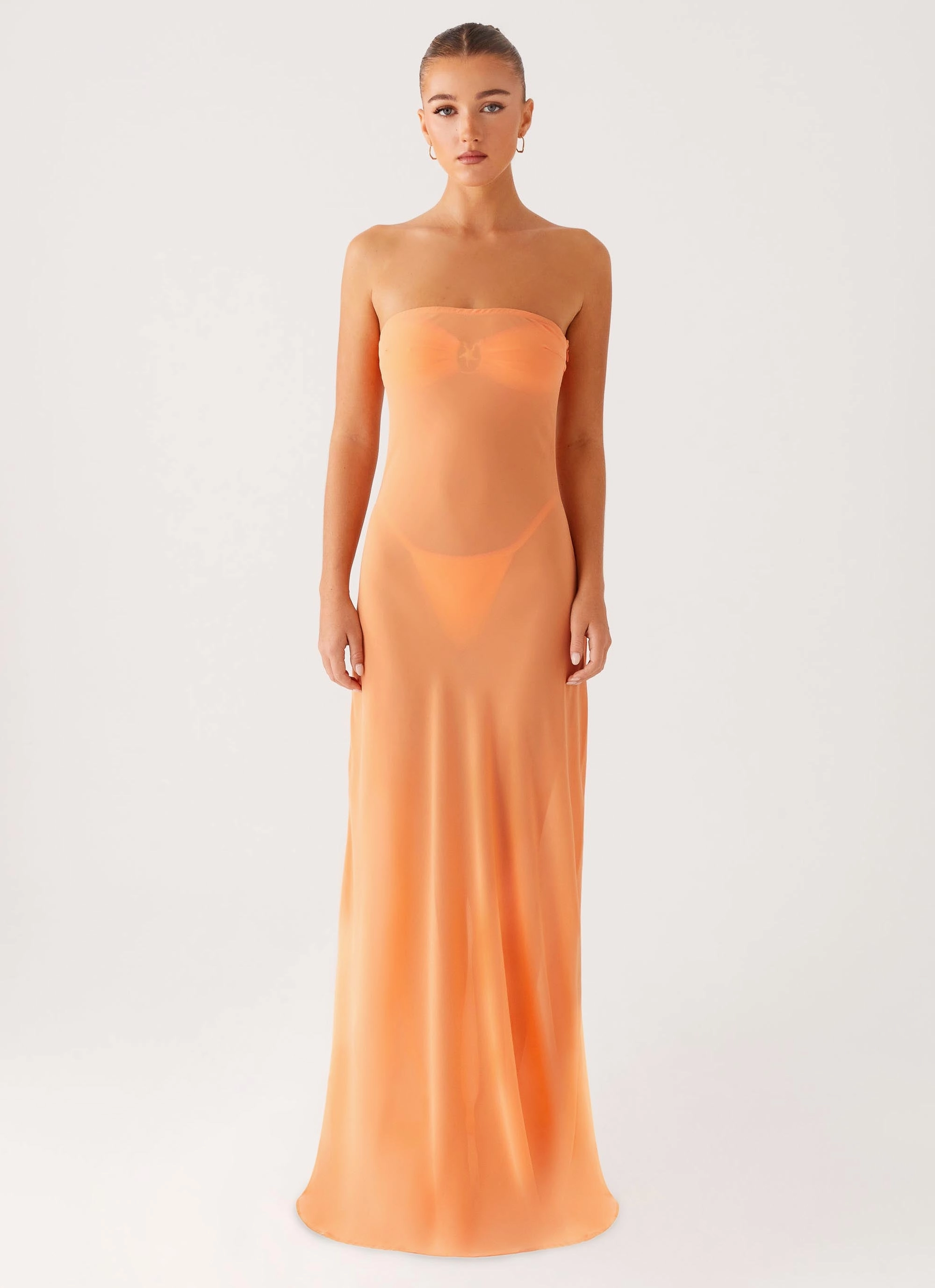 Elegant Vibe Mattie Strapless Maxi Dress - Orange