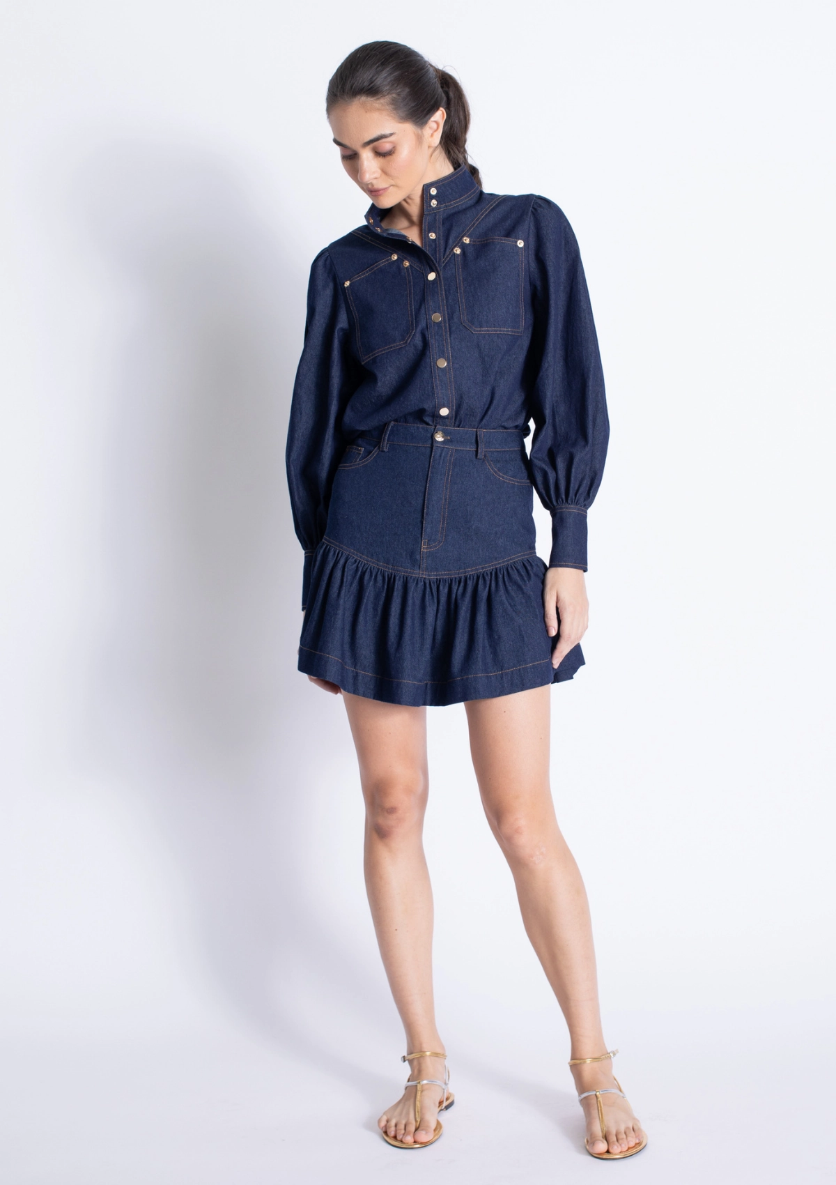 Polyester fabric Day-to-Day Wear Maverick Denim Mini Skirt