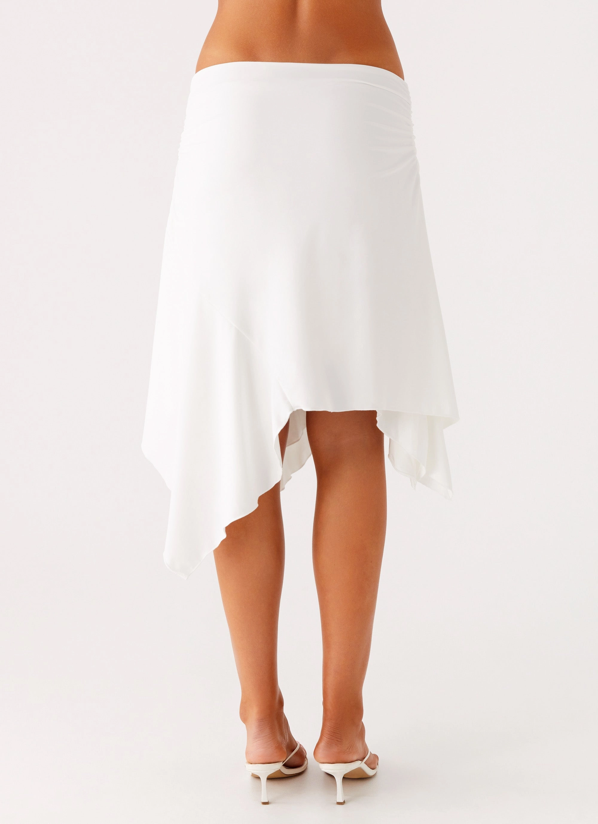Maxina Asymmetrical Midi Skirt - White Casual Must-Have CompressionSupport