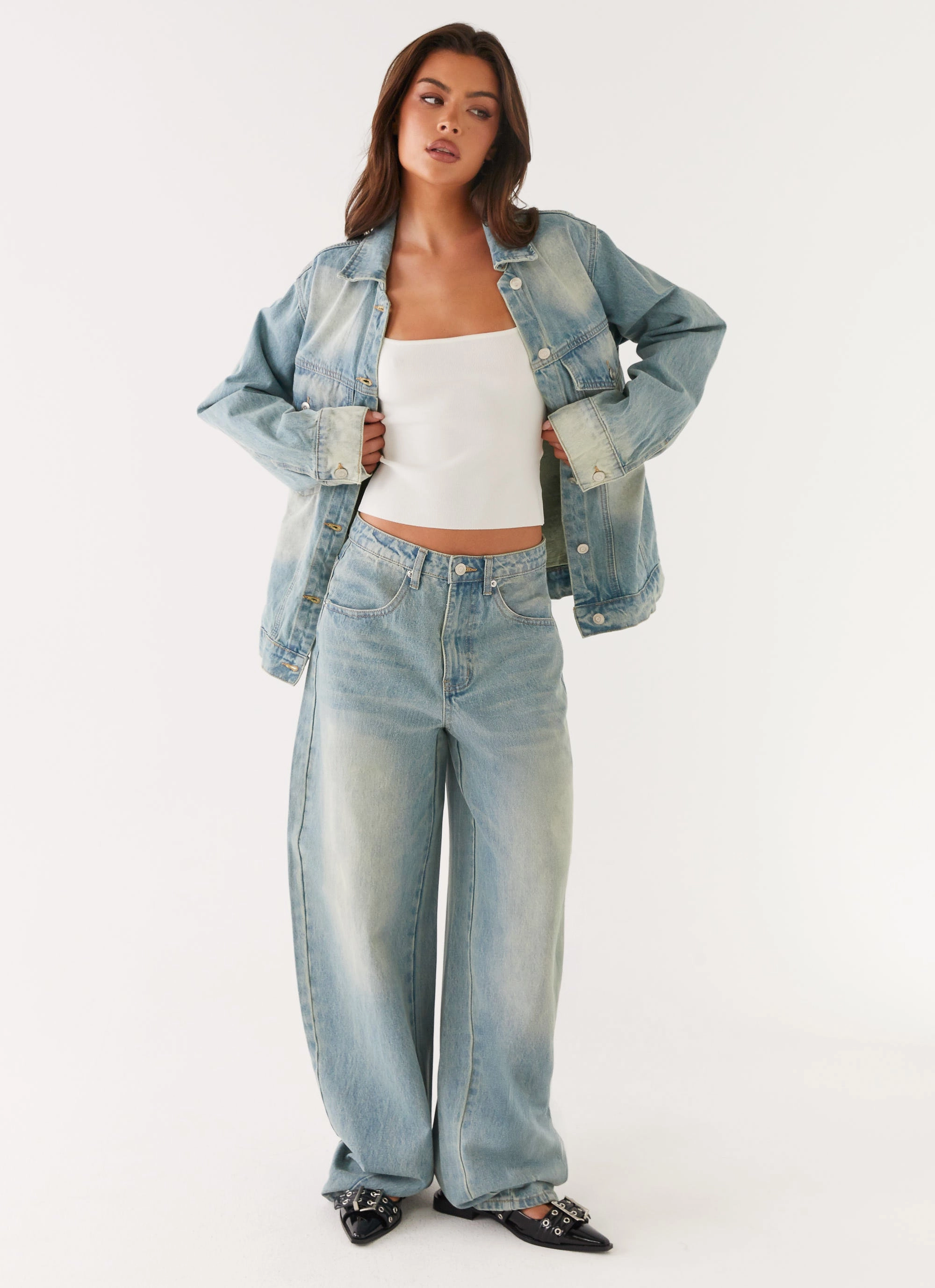 Active Appeal Minimal Stretch Fit Maxwell Baggy Jeans - Washed Blue