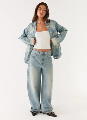 Active Appeal Minimal Stretch Fit Maxwell Baggy Jeans - Washed Blue