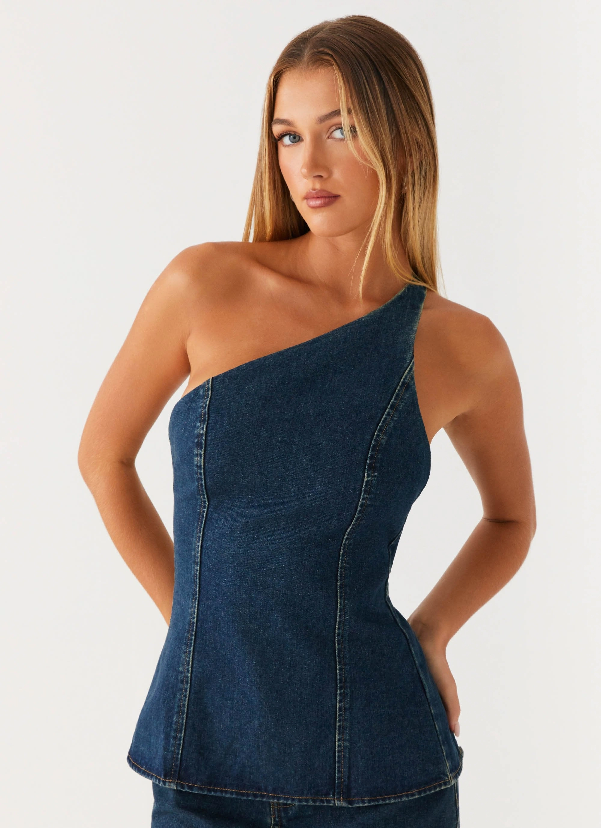 Maysa Denim Top - Washed Denim Non Irritating Seam Finish