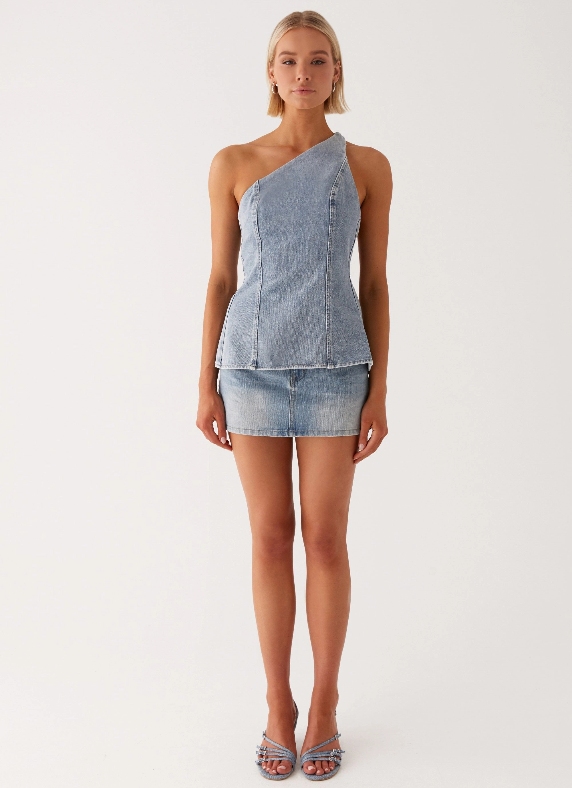 Maysa Low Rise Mini Skirt - Blue No Ride Up