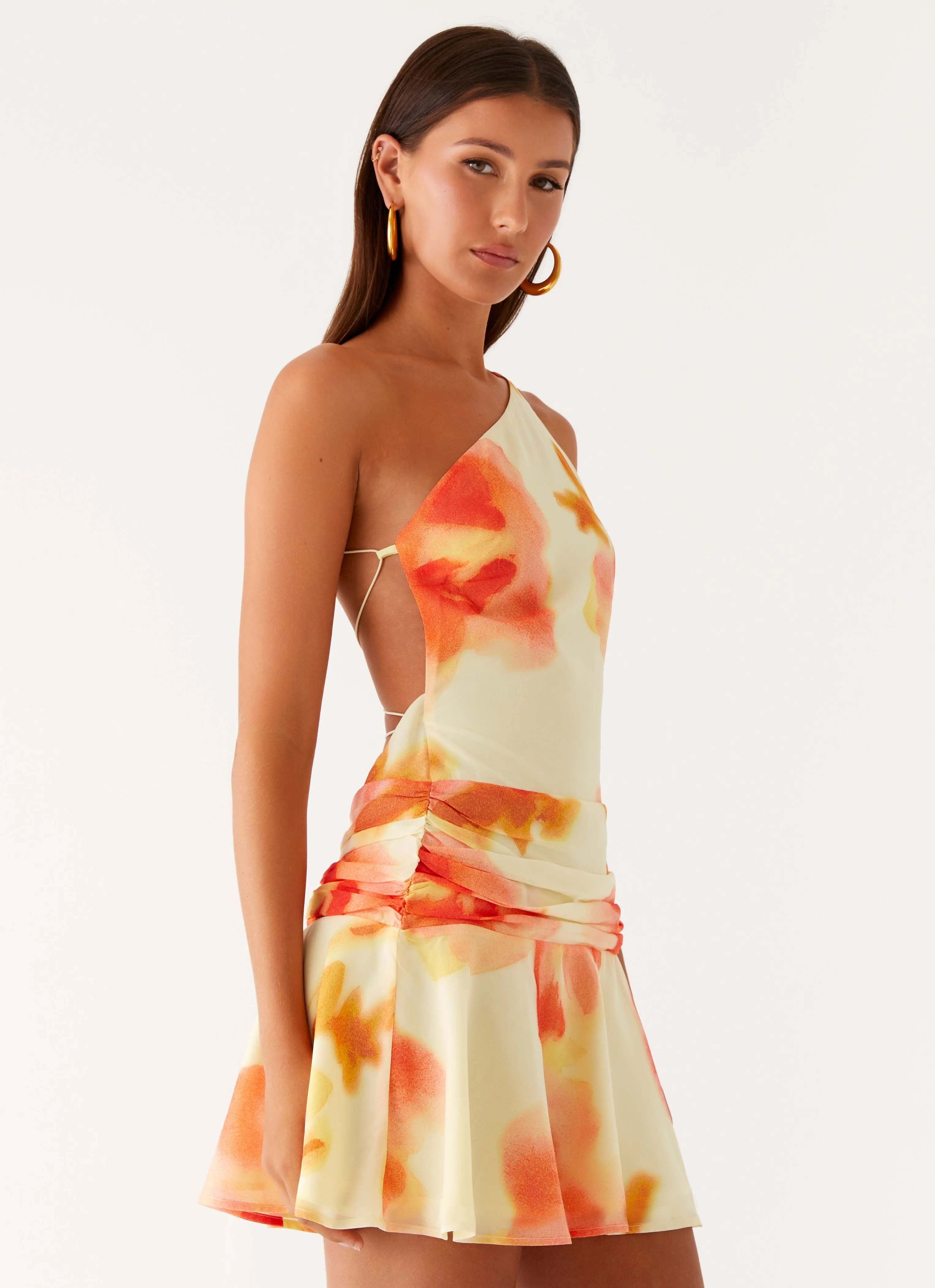 Meah Backless Mini Dress - Mimosa Blossom Feminine Mood Airy Weave