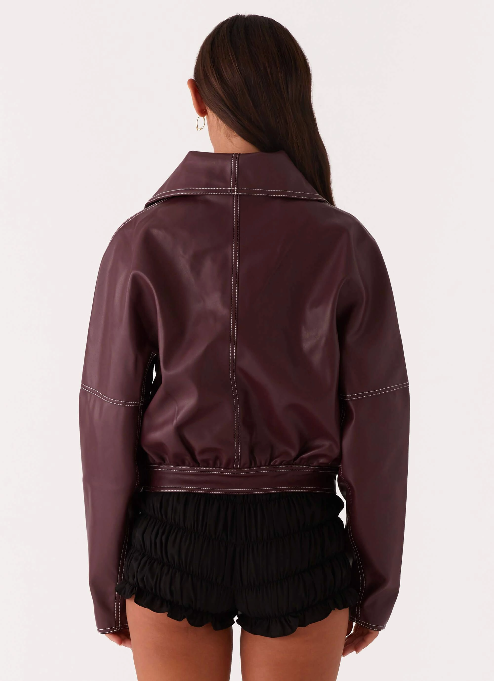 Bonded Collars FlexibleCuffSystem Meant To Be PU Boxy Jacket - Wine