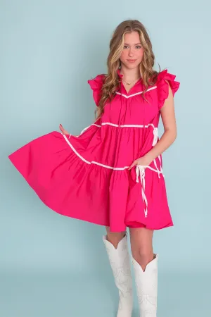 Meet Me In Paris Dress-Hot Pink Loose Fit All-Purpose Comfort