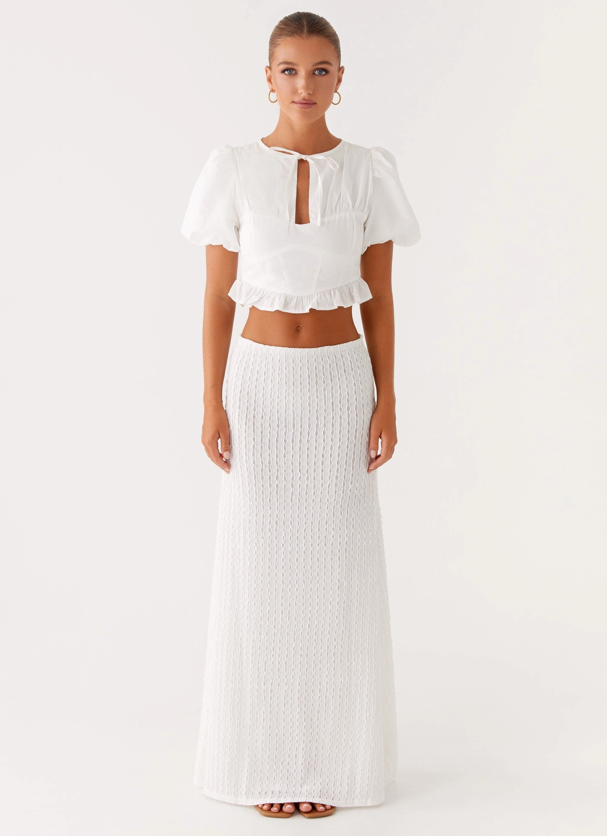 Flowing Design Megan Balloon Sleeve Top - White