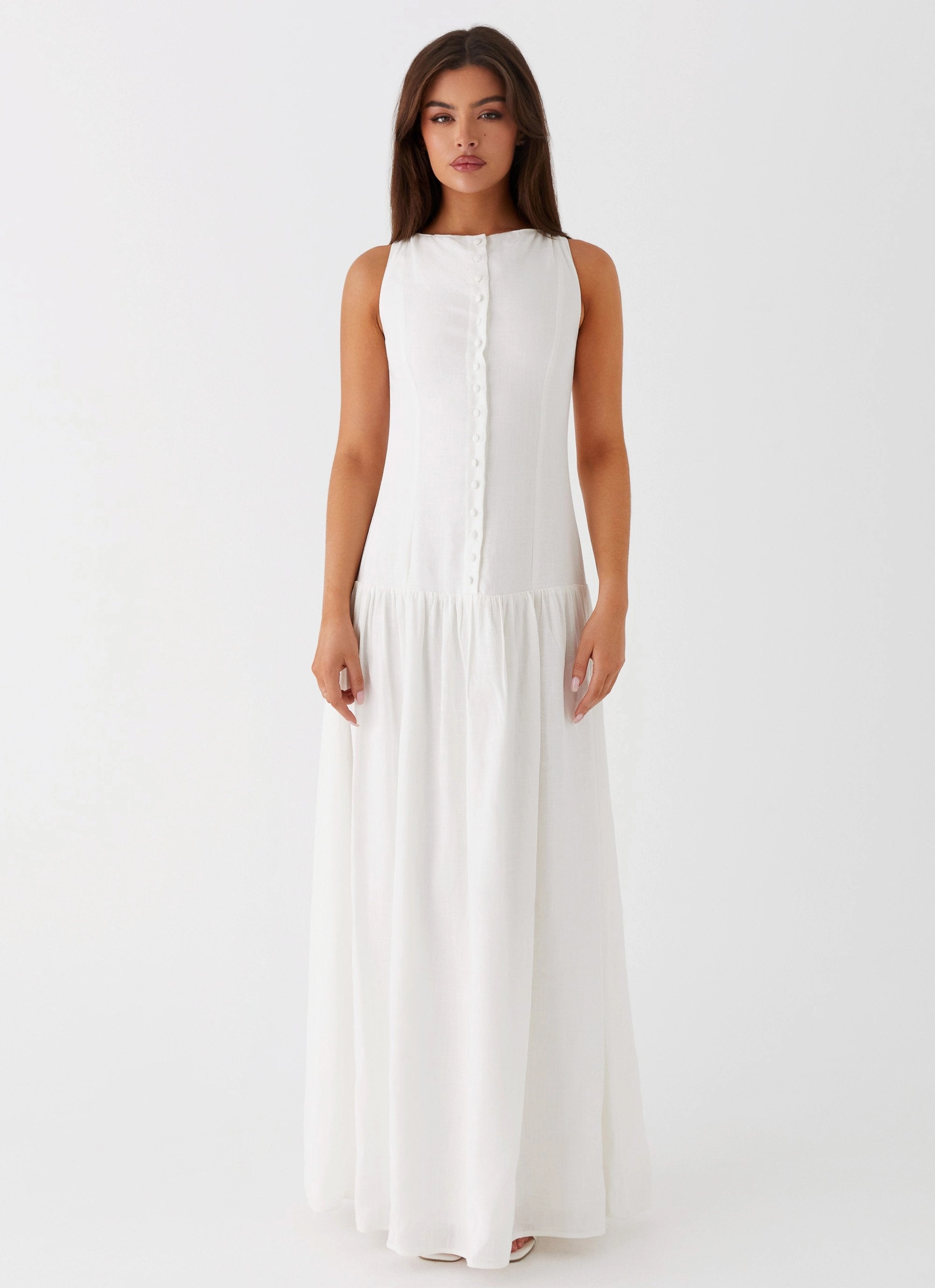 Weekend Favorite Meggie Linen Maxi Dress - White