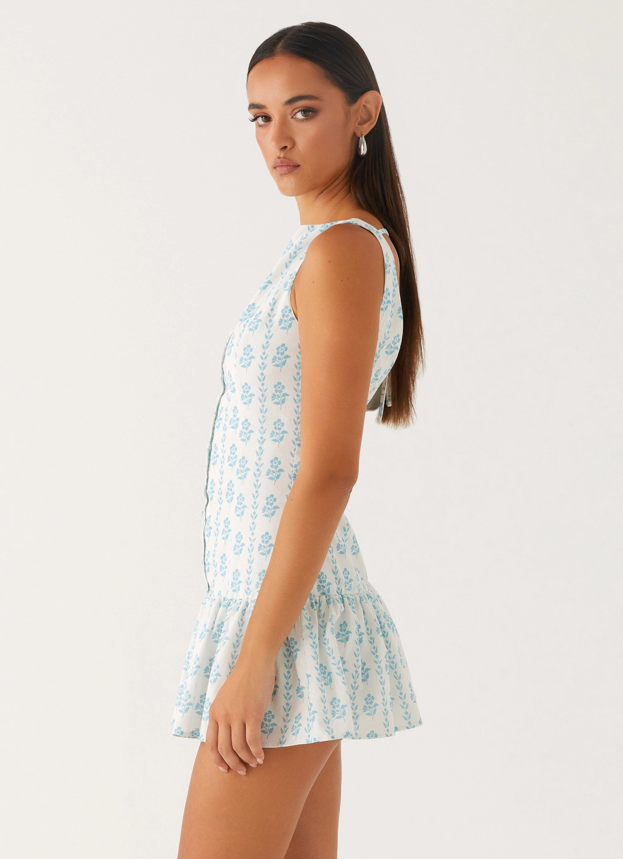 Loose Fit Meggie Linen Mini Dress - Sweet Daydream Print