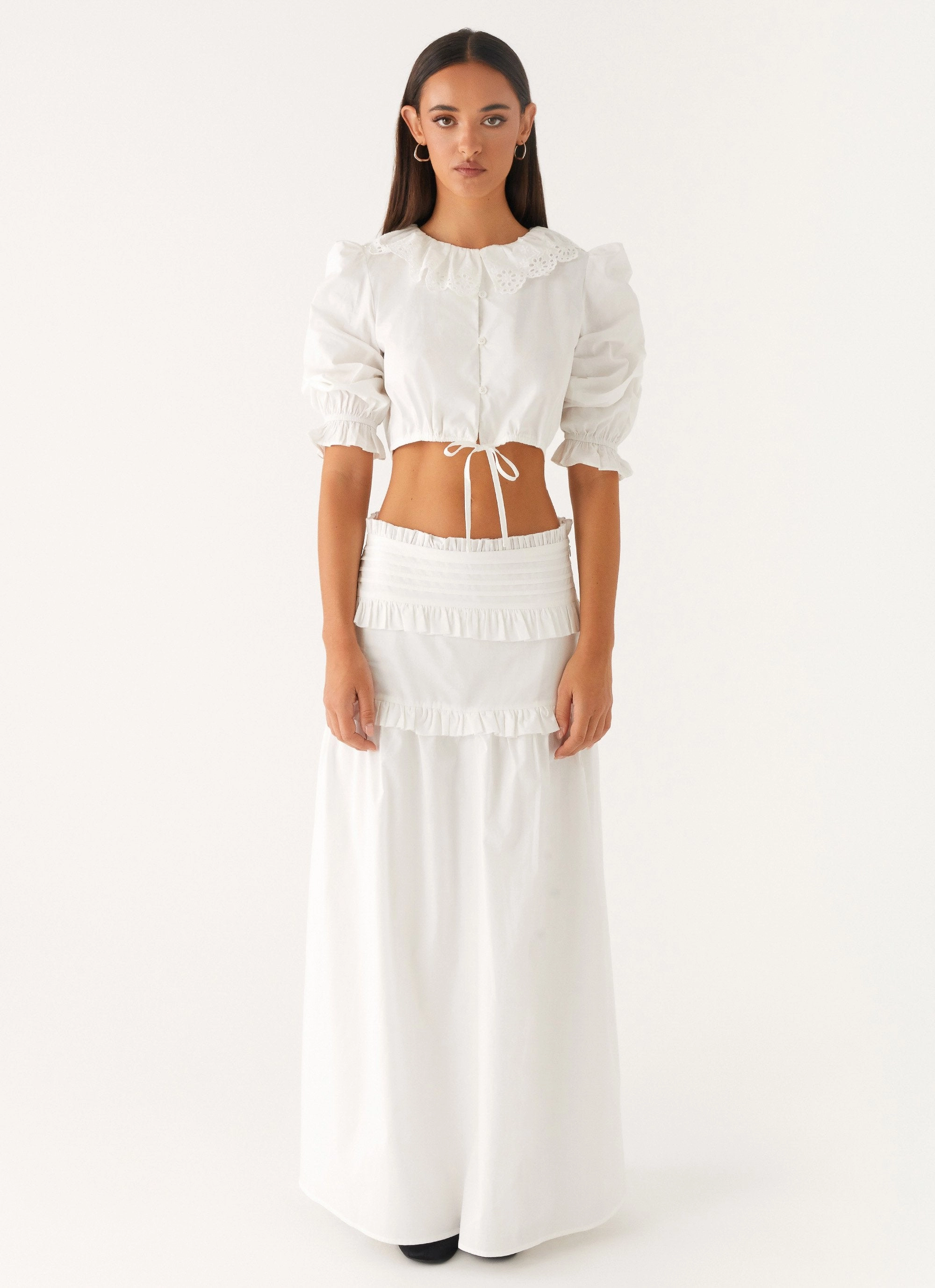Melania Blouse - White BrushedInnerSurface Non Irritating Seam Finish