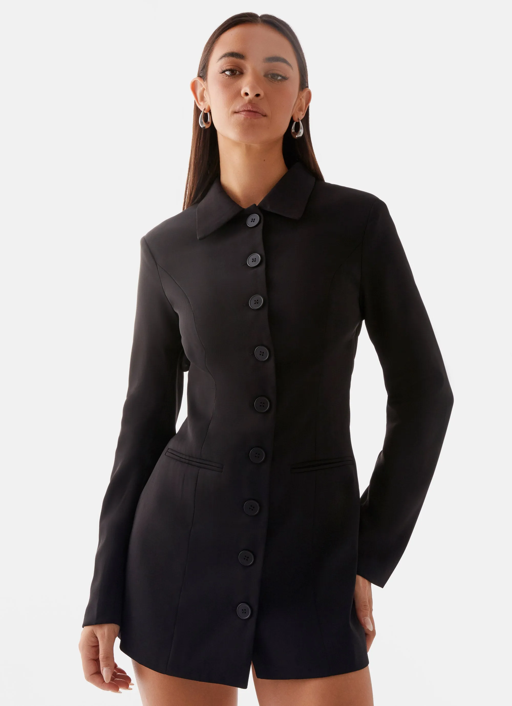Structured Fit Air Layer Memphis Blazer Mini Dress - Black