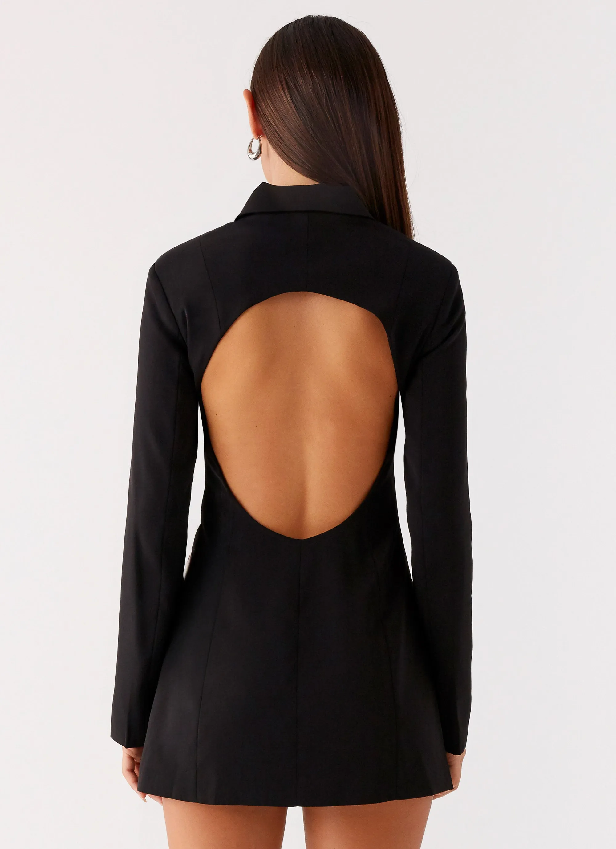 Easy Layering Piece Bow Soft Memphis Blazer Mini Dress - Black