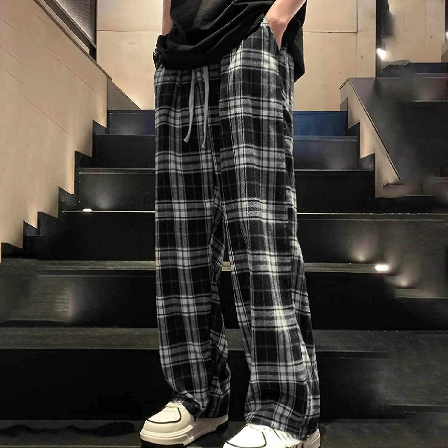 Men Comfy Plaid Pajama Pants Comfort Soft Sleep Pants with Pocket and Drawstring Loose Comfortable PJ Bottoms Trousers