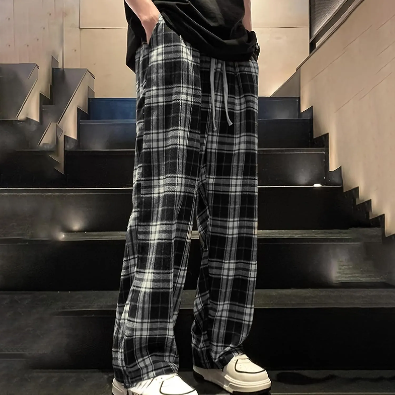 Men Comfy Plaid Pajama Pants Comfort Soft Sleep Pants with Pocket and Drawstring Loose Comfortable PJ Bottoms Trousers