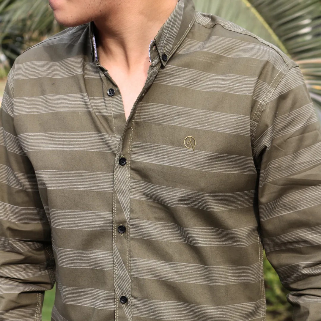 Men commando green lines casual shirt