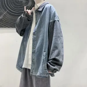 Men Denim Jacket Men's Spring and Autumn Retro Casual Loose