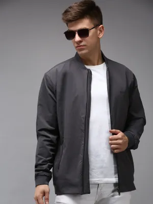 Men Grey Solid Jacket