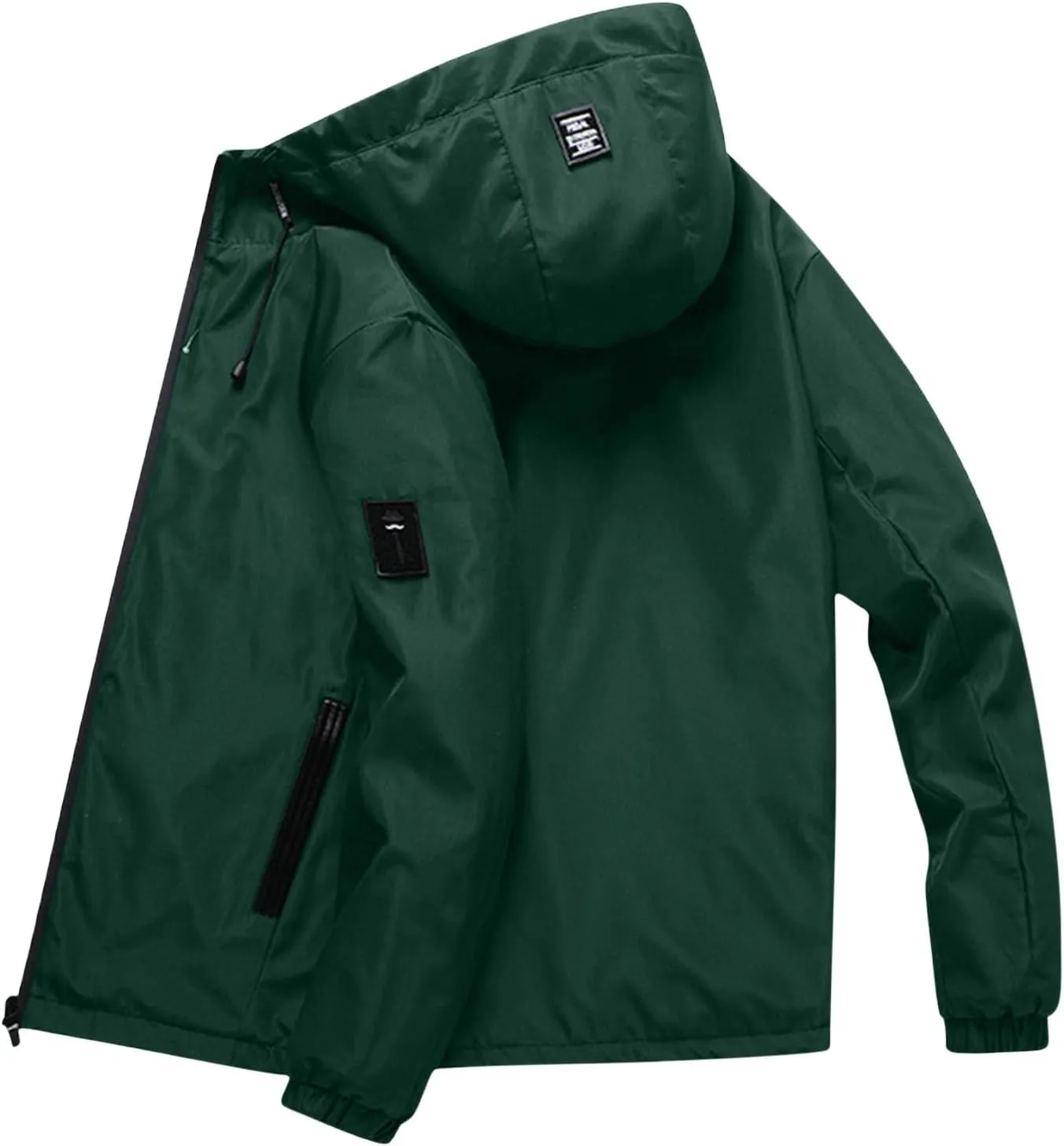 Men Rain Jacket Lightweight Hooded Windbreaker Waterproof Outdoor Sports Hiking Raincoat Long Sleeve Zip Coat Outwear