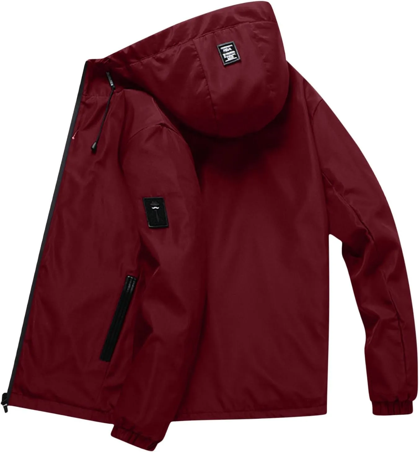 Men Rain Jacket Lightweight Hooded Windbreaker Waterproof Outdoor Sports Hiking Raincoat Long Sleeve Zip Coat Outwear