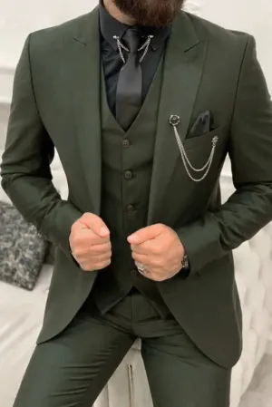 Men Three Piece Suit Green, Wedding Suits, Dinner Suit, Party Wear Suit, Slim Fit Suit,