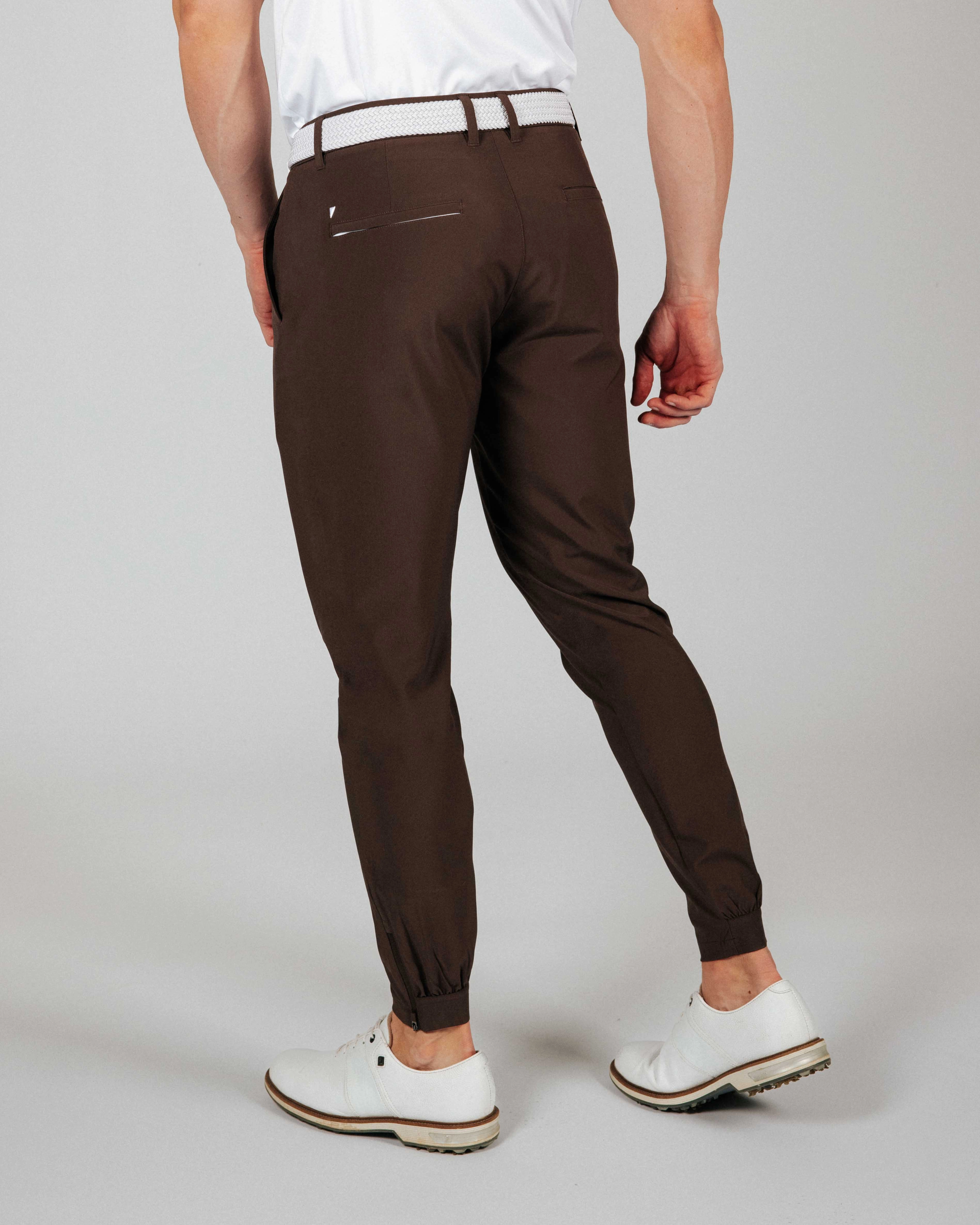 Men's Brown Golf Jogger Performance Support High Rise Design