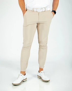 Wrinkle Free Fabric Anti Slip Waistband Men's Light Khaki Golf Jogger