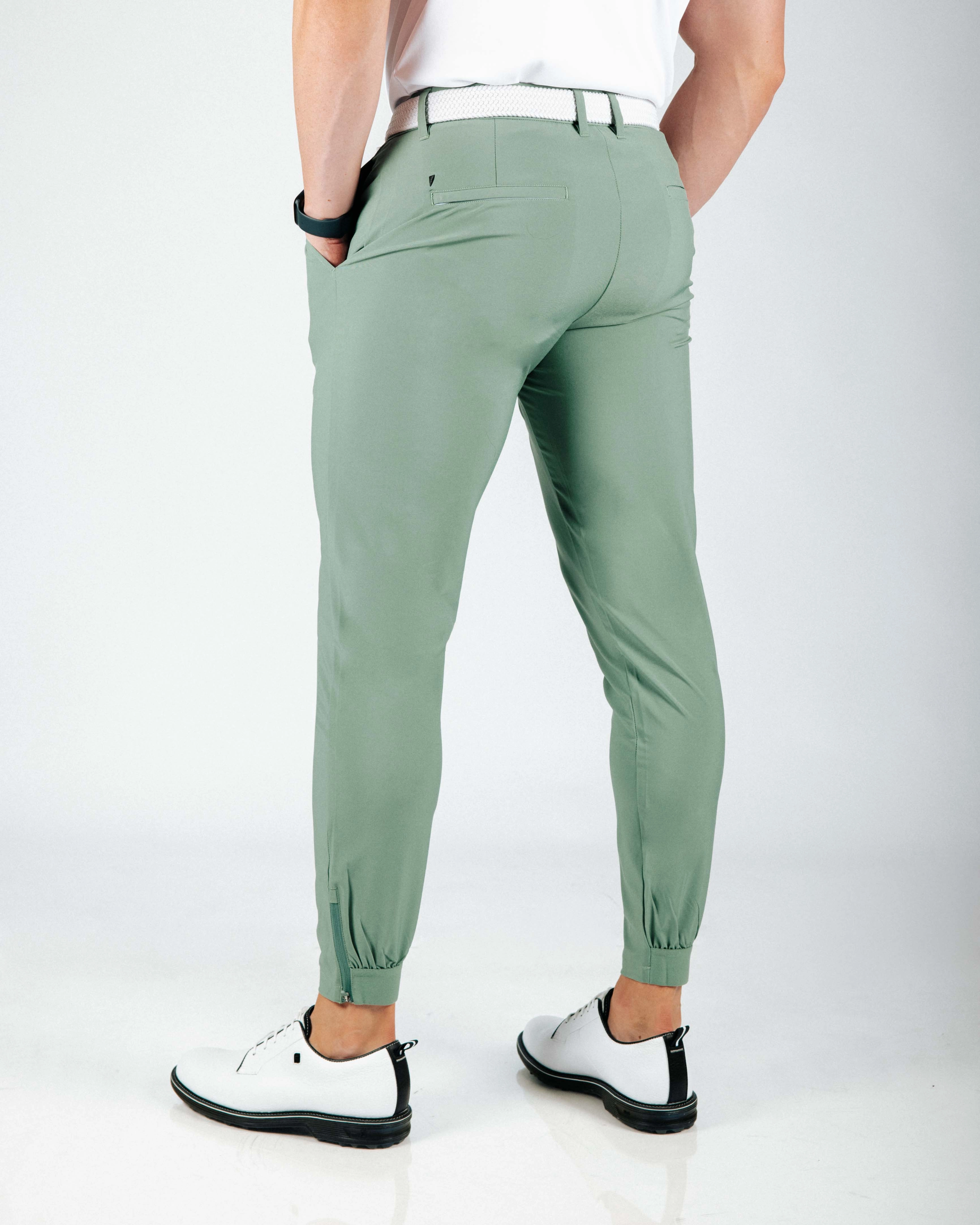 Men's Sage Green Golf Jogger Trendy Layering Light Reflective Details