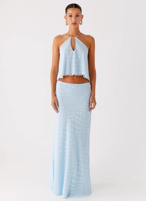 Mena Chiffon Spot Maxi Skirt - Blue Air Circulation AntiStaticFinish