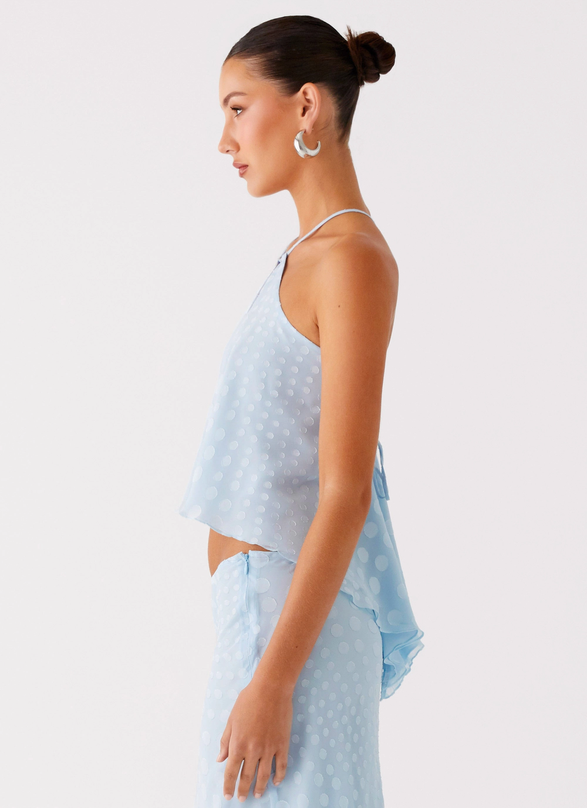 VersatileLayering Mena Chiffon Spot Top - Blue