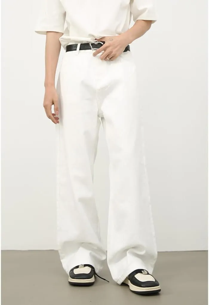 Mens Baggy Jeans Straight Wide Leg Long Jeans Trousers