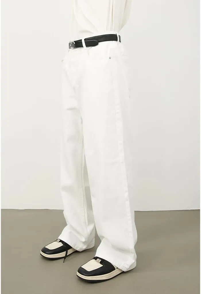 Mens Baggy Jeans Straight Wide Leg Long Jeans Trousers