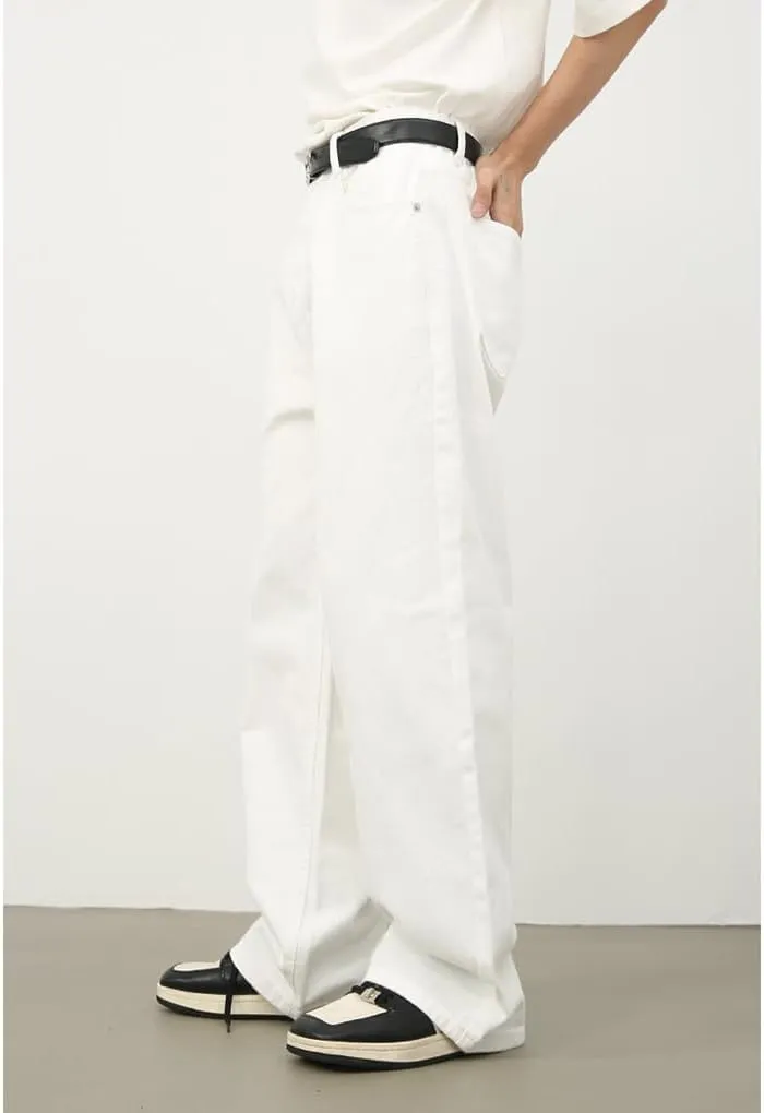Mens Baggy Jeans Straight Wide Leg Long Jeans Trousers