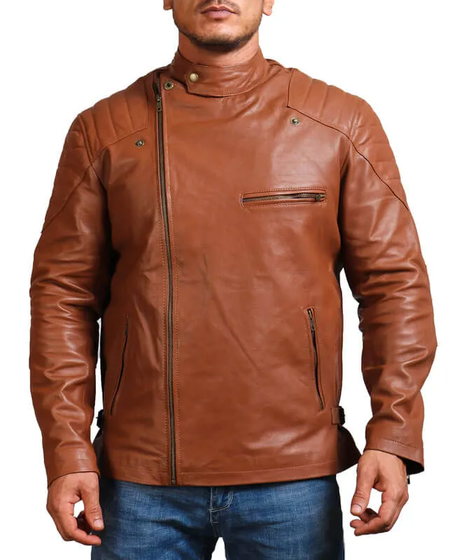 Men's Brown Faux Leather Jacket