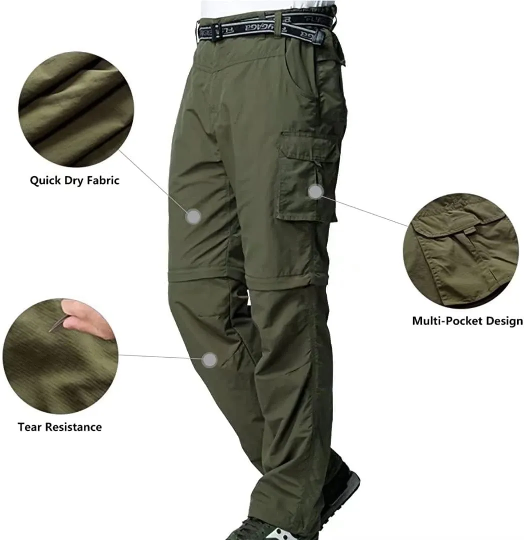 Mens Cargo Pants, Convertible Hiking Pants Quick Dry Waterproof Outdoor Zip Off Outdoor Casual Travel Pants