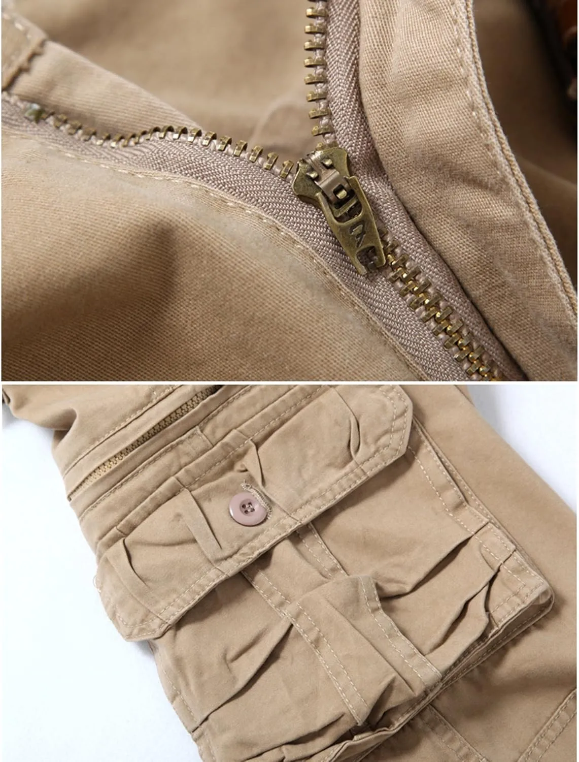 Mens Cargo Pants Cotton Multi Pocket Without Belt