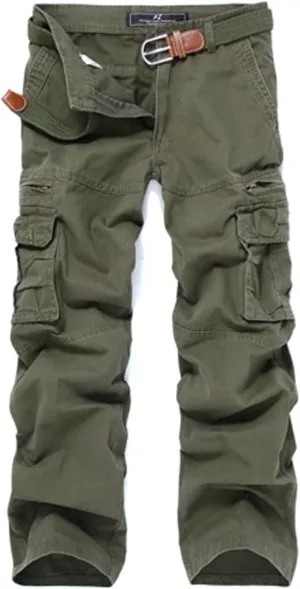 Mens Cargo Pants Cotton Multi Pocket Without Belt