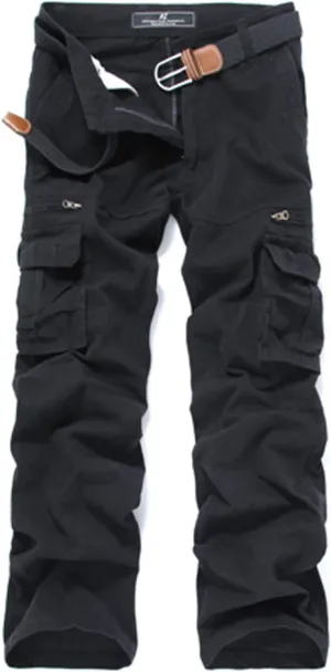 Mens Cargo Pants Cotton Multi Pocket Without Belt