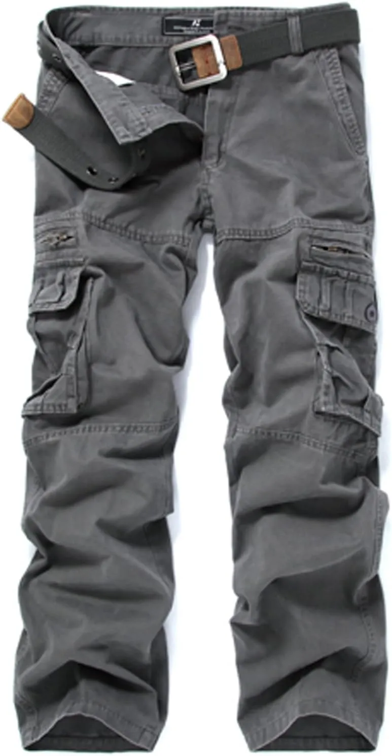 Mens Cargo Pants Cotton Multi Pocket Without Belt