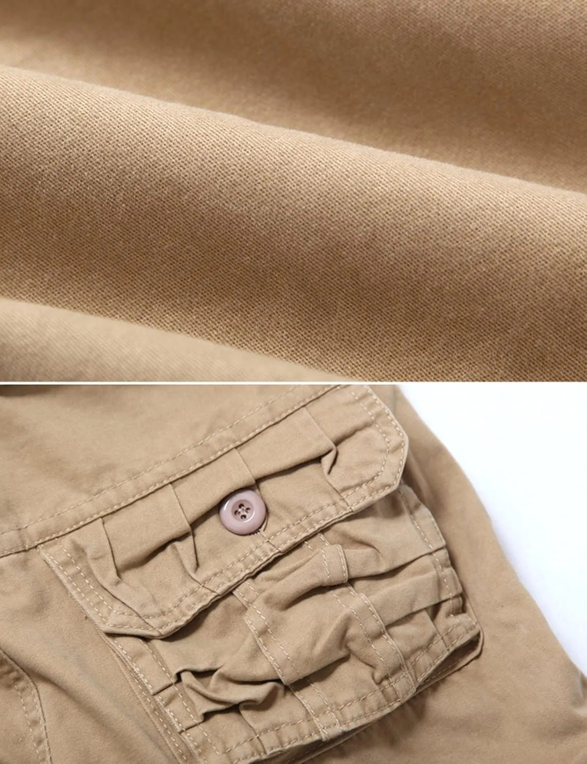 Mens Cargo Pants Cotton Multi Pocket Without Belt