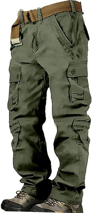 Men's Cargo Pants High Street Leisure Loose Sports Running Solid Color Lace Up Cargo Mens Outdoor Hiking Cargo Pants